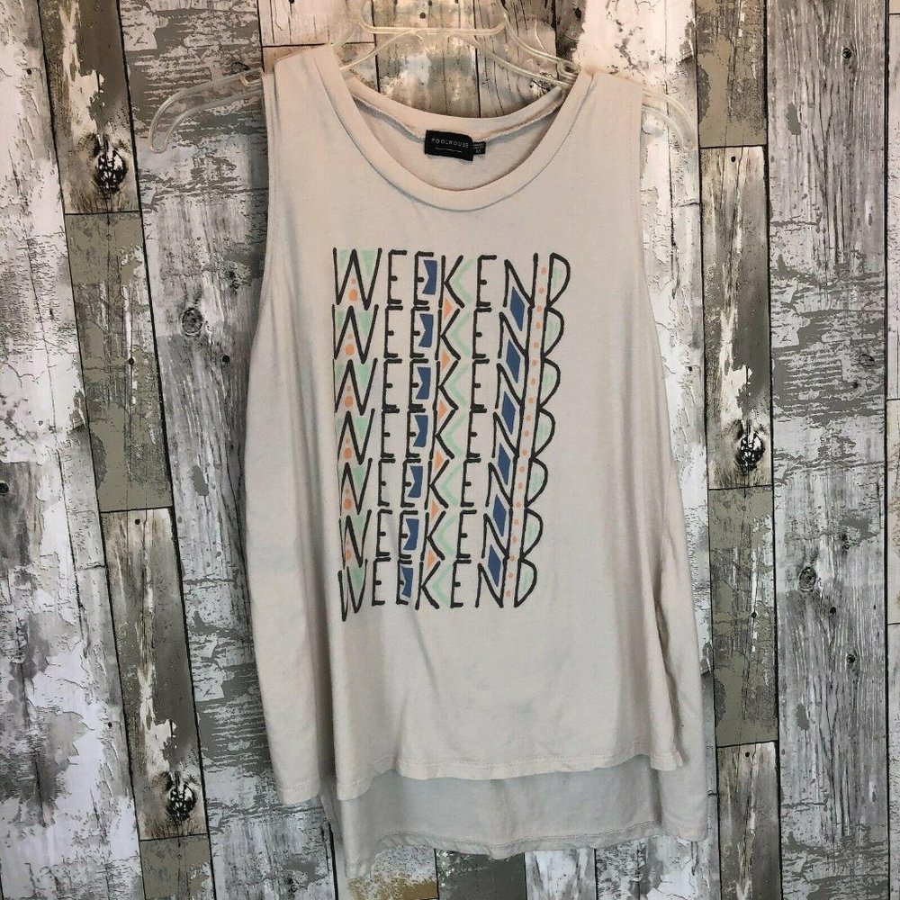 POOLHOUSE WOMENS TANK TOP SHIRT, WEEKEND GRAPHIC